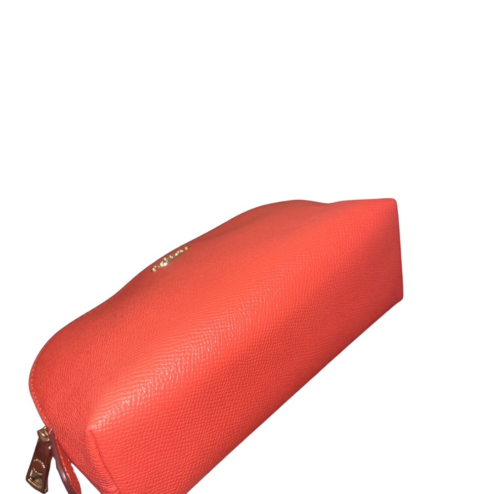 Coach Coral Orange Crossgrain Leather Cosmetic Case - Picture 8 of 13